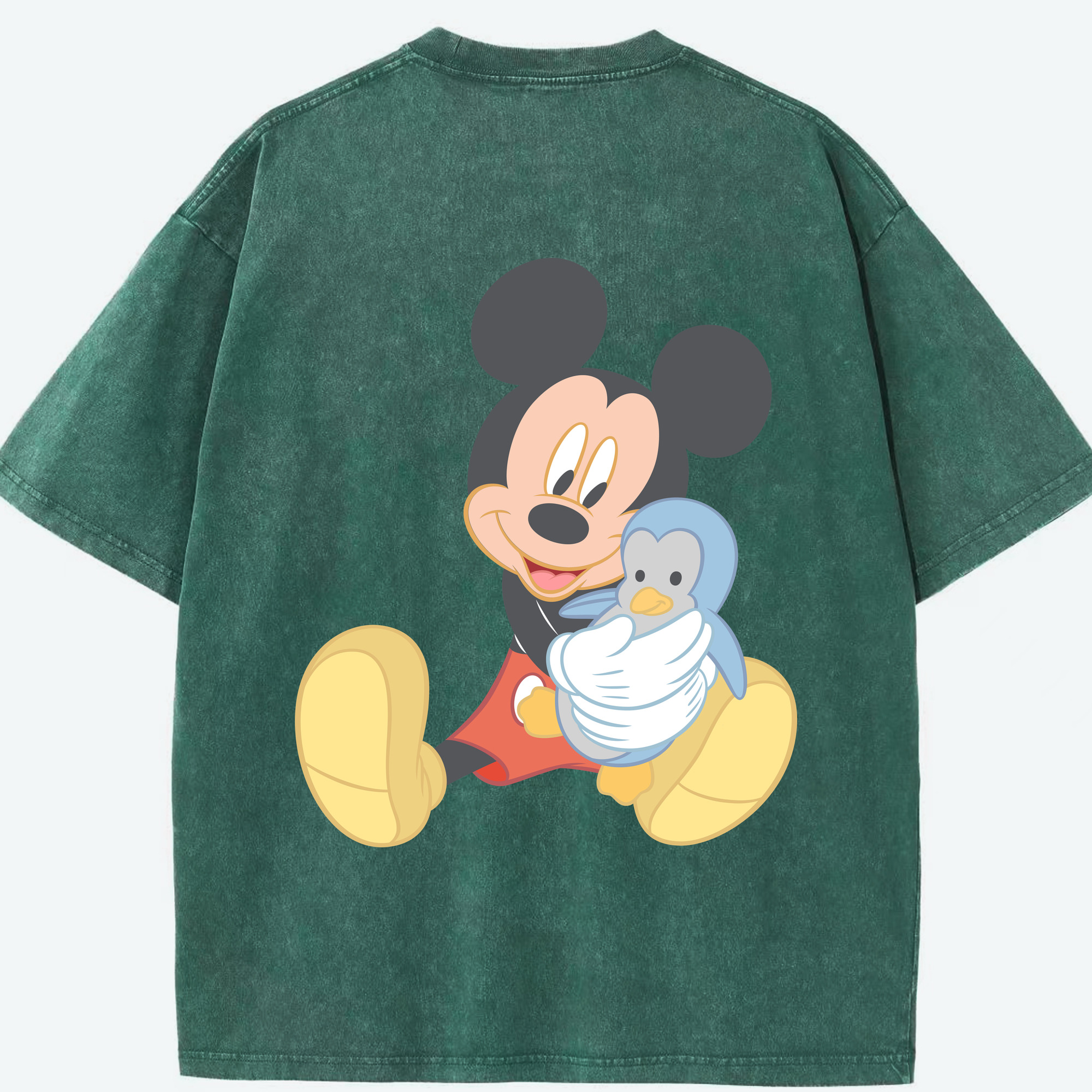 （画像用） ミッキーマウス Mickey Mouse 綿100% ヴィンテージ風 半袖Tシャツ（背面プリント）